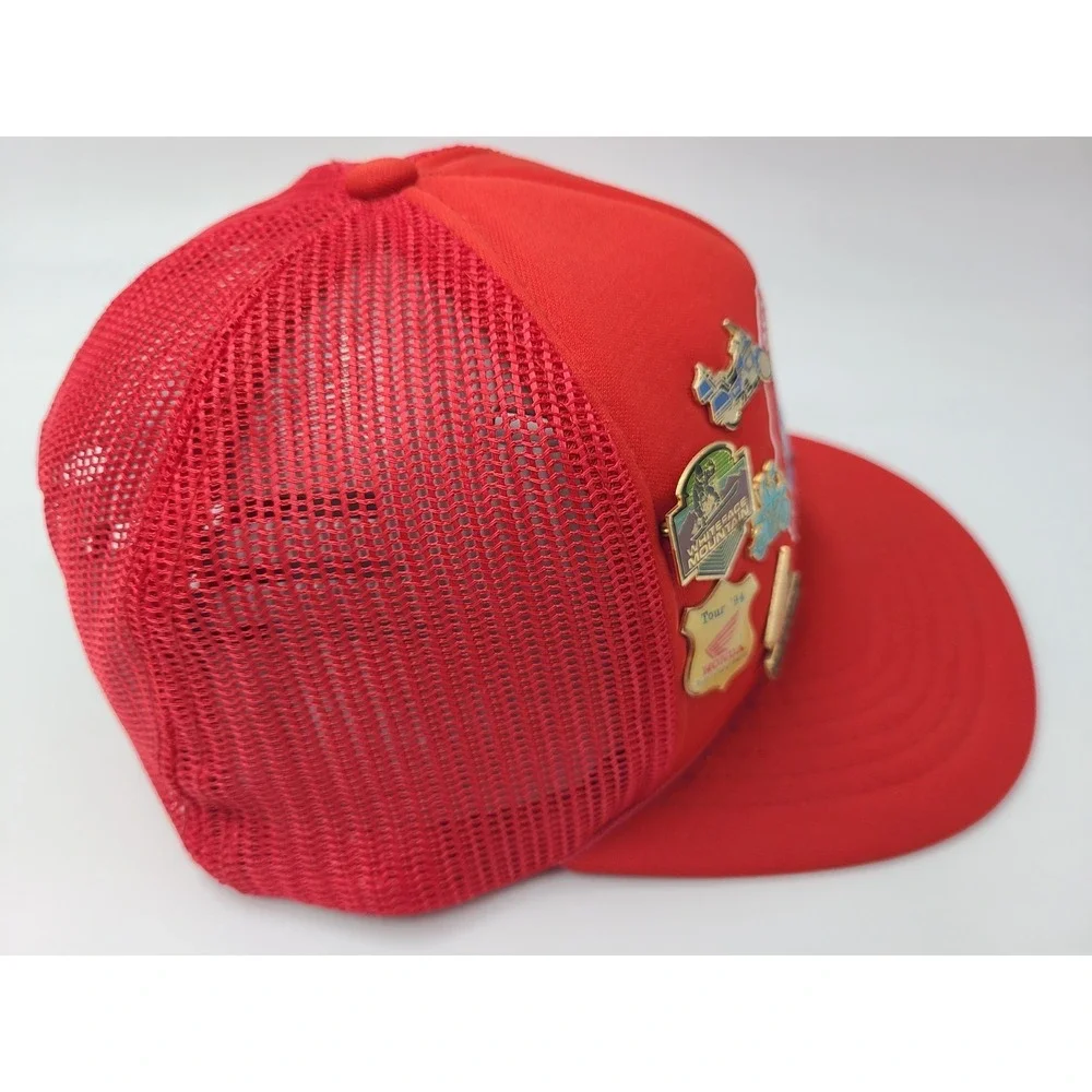 Vtg Honda Riders Ray Wilts Club of Hanover Mesh Snapback Hat Cap w/ Lapel Pins‎